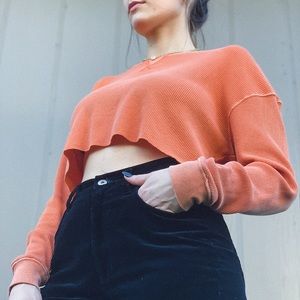 Orange Long Sleeve Crop Top